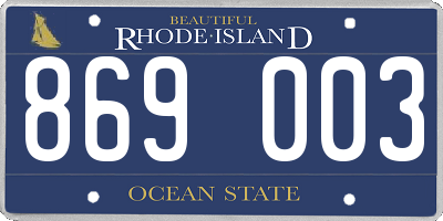 RI license plate 869003