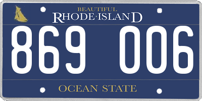 RI license plate 869006