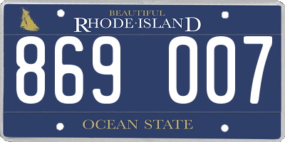 RI license plate 869007