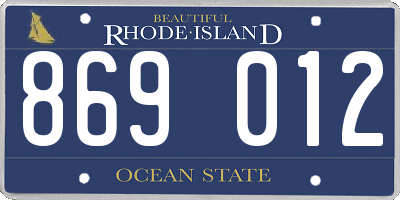 RI license plate 869012