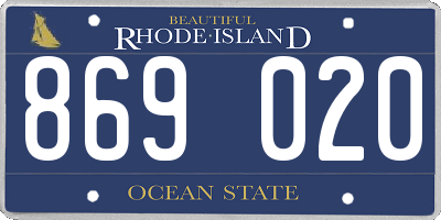 RI license plate 869020