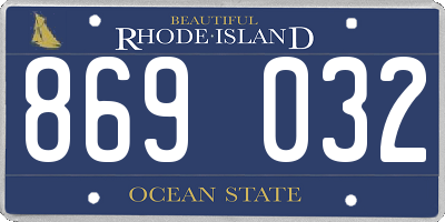 RI license plate 869032