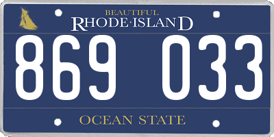 RI license plate 869033