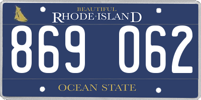 RI license plate 869062