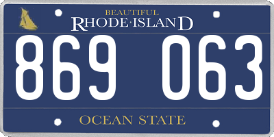 RI license plate 869063