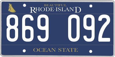 RI license plate 869092