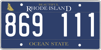 RI license plate 869111