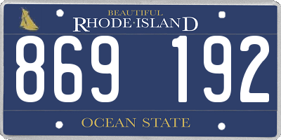 RI license plate 869192