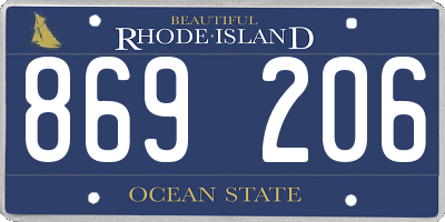 RI license plate 869206