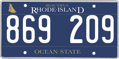RI license plate 869209