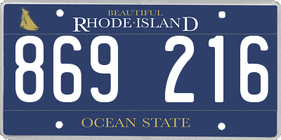 RI license plate 869216