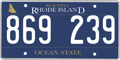RI license plate 869239