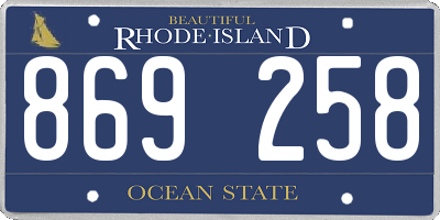 RI license plate 869258