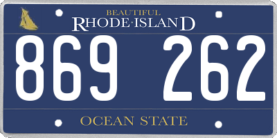RI license plate 869262