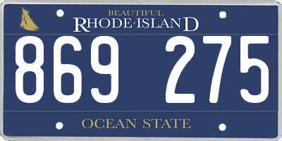 RI license plate 869275