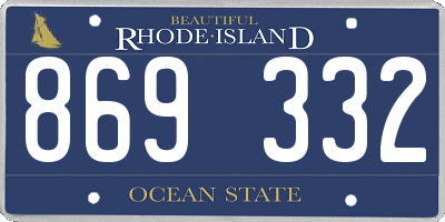 RI license plate 869332