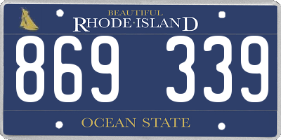 RI license plate 869339