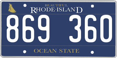 RI license plate 869360