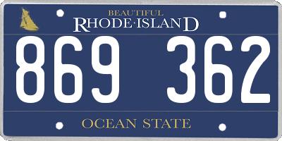 RI license plate 869362