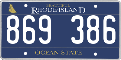 RI license plate 869386