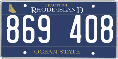 RI license plate 869408