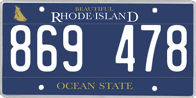RI license plate 869478