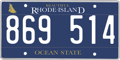 RI license plate 869514
