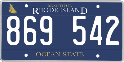 RI license plate 869542