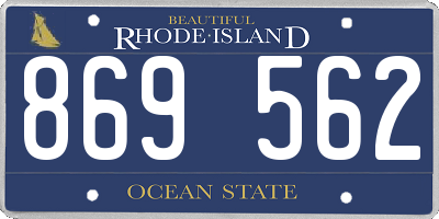 RI license plate 869562
