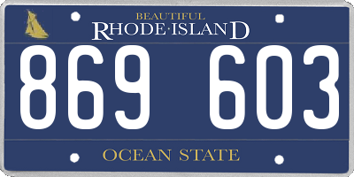 RI license plate 869603