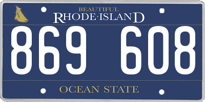 RI license plate 869608