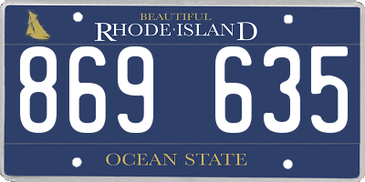 RI license plate 869635