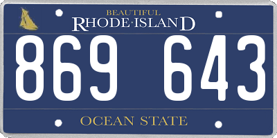 RI license plate 869643