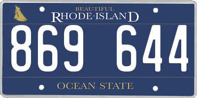 RI license plate 869644
