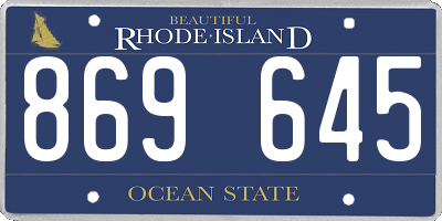 RI license plate 869645