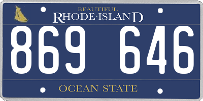 RI license plate 869646