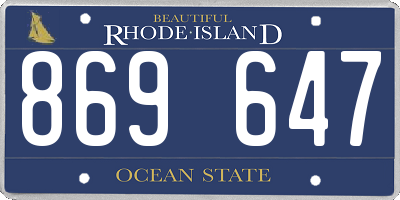 RI license plate 869647