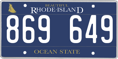 RI license plate 869649
