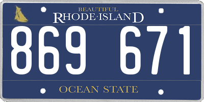 RI license plate 869671