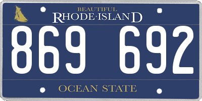 RI license plate 869692