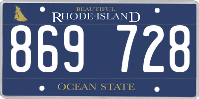 RI license plate 869728