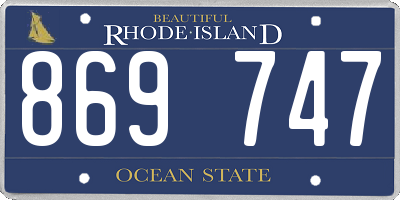 RI license plate 869747