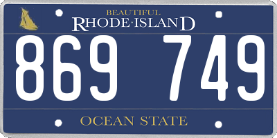 RI license plate 869749