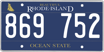 RI license plate 869752