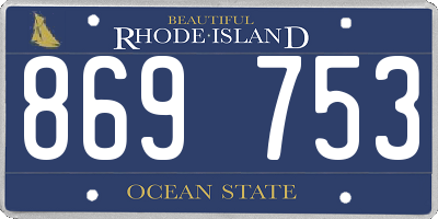 RI license plate 869753