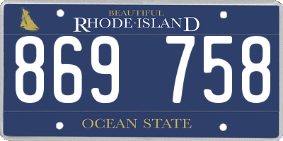 RI license plate 869758