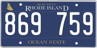 RI license plate 869759