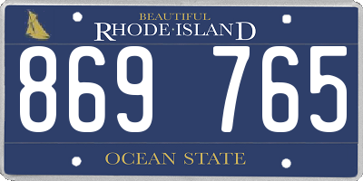 RI license plate 869765
