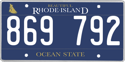 RI license plate 869792