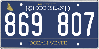 RI license plate 869807